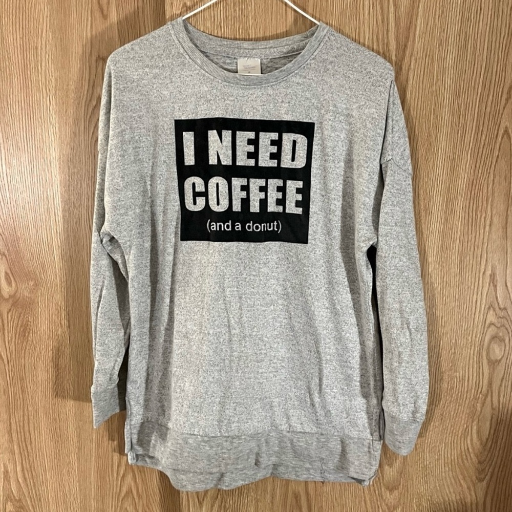 Gray ‘I Need Coffee’ X-Long PJ’s Nightshirt Top